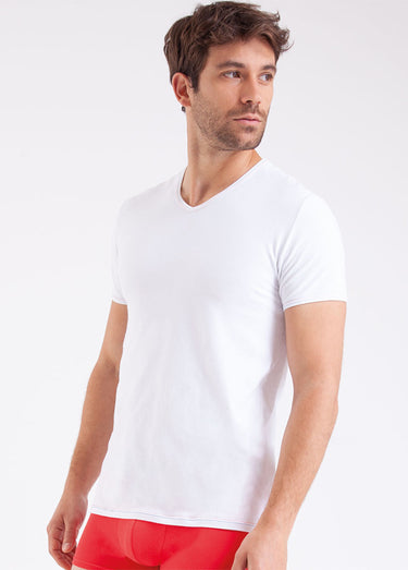 T-shirt col V manches courtes Blanc
