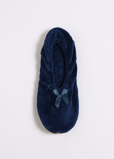 Chaussons ballerines en velours Marine