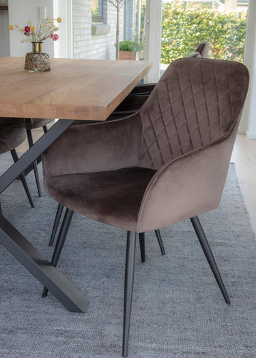 Fauteuil de salle à manger en velours 2M Marron Clair