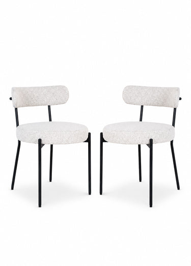 Chaises tissu bouclette et pieds métal Blanc