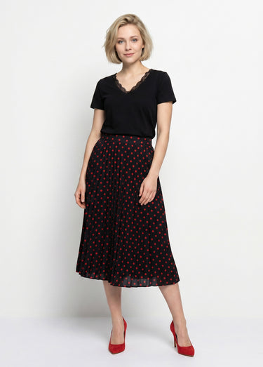T-shirt court extensible dentelle Noir
