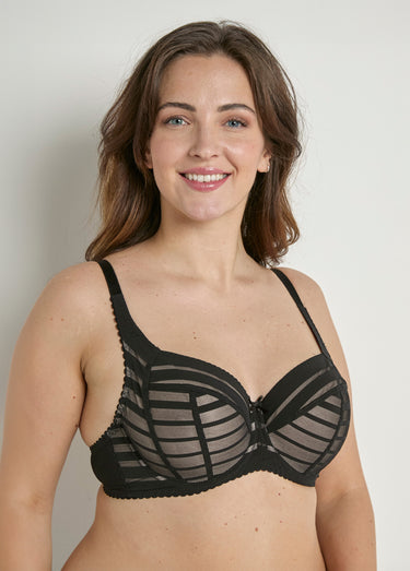 Soutien-gorge avec armatures tulle effet rayé Noir