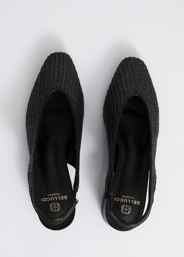Escarpins bride slingback, effet tissé Noir