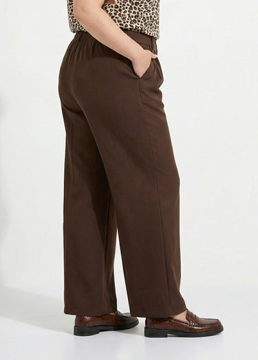 Pantalon en twill léger coupe large Chocolat