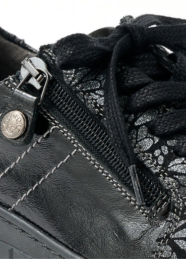 Baskets largeur confort lacées et zippées Noir