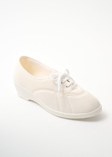 Derbies lacées toile compensées Blanc