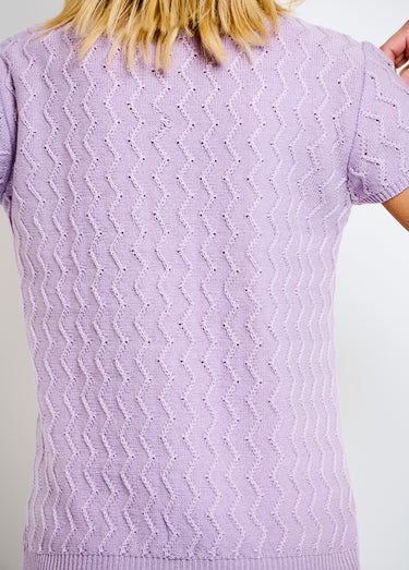 Pull-tunique tricot reliefé torsadé manches courtes Parme