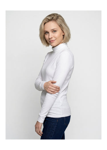 Sous-pull chaud col roulé maille interlock unie Blanc