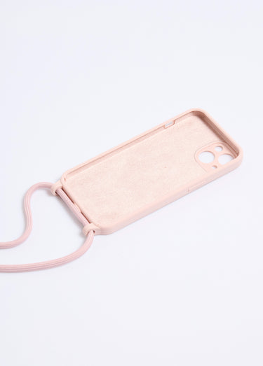 Coque silicone et cordon pour iPhone 13 Rose
