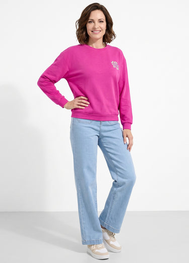 Sweat volume boite molleton brodé détail brillant Cassis