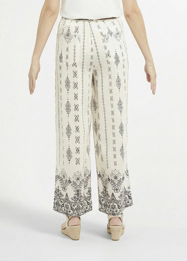 Pantalon large ethnique + foulard taille Blanc imprimé