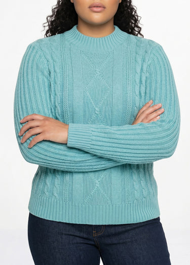 Pull chaud style irlandais col montant Vert