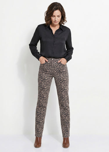 Pantalon droit 5 poches coton stretch Leopard