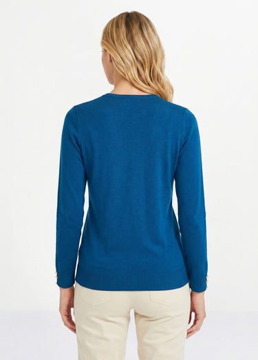 Pull fin col V jersey uni avec laine mérinos Canard