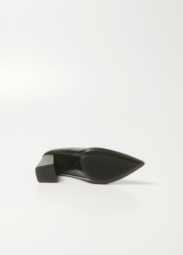 Escarpin talon haut et large finition lisse Noir
