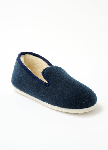 Chaussons mixtes largeur confort semelle feutre Uni Marine