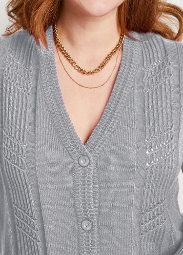 Gilet boutonné manches longues Argent