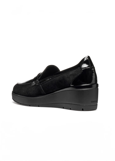 Mocassins compensés cuir suédé et vernis Noir
