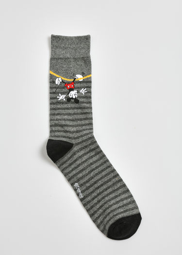 Chaussettes fantaisie, thème Mickey Mouse Raye Gris