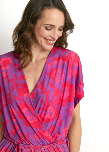 Combinaison jupe-culotte maille extensible Rose/Violet