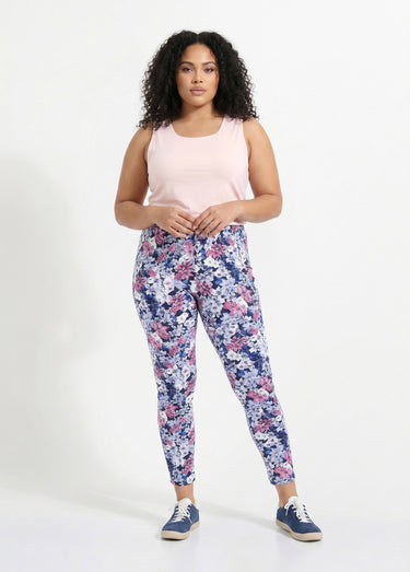 Legging imprimé taille élastiquée Fleurs