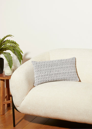 Housse coussin tissée 30x50cm, rectangles Gris