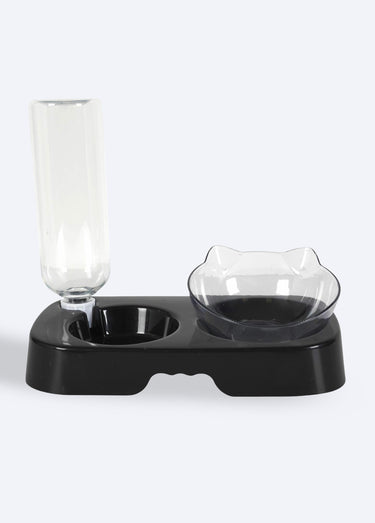 Gamelle distributrice eau et croquettes Noir / Transparent