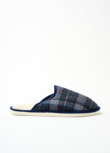 Chaussons mules mixtes tissu écossais Ecossais Bleu