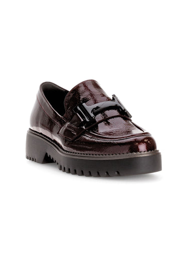 Mocassins cuir semelle crantée Vernis Bordeaux