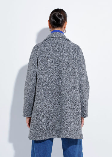 Caban long uni façon laine bouclée Gris Chine