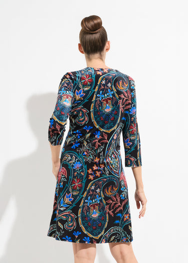 Robe courte en velours imprimé cachemire Noir Imprime