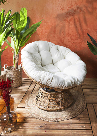 Fauteuil rembourré rotatif rotin, clair Blanc