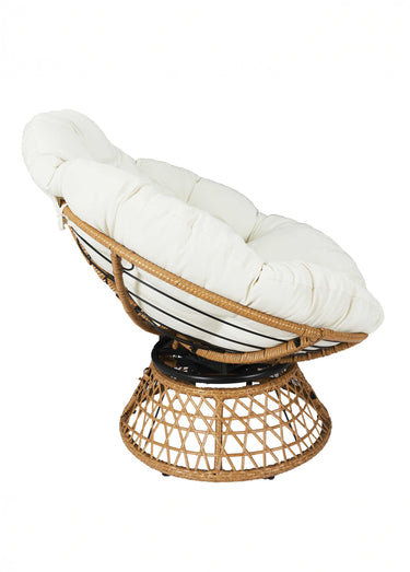 Fauteuil rembourré rotatif rotin, clair Blanc