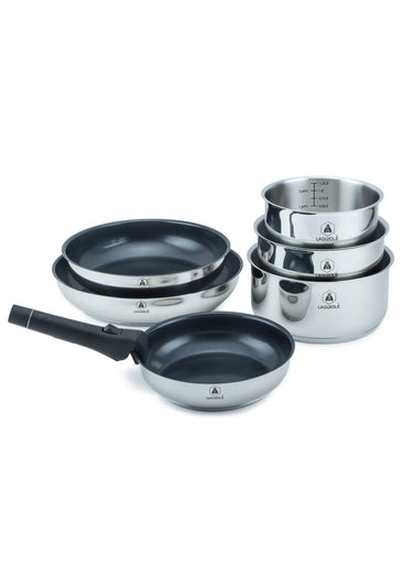Set 7 pièces inox antiadhésif, Réactif Gris