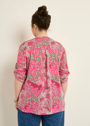 Tunique col V fleurie manches longues Rose imprimé