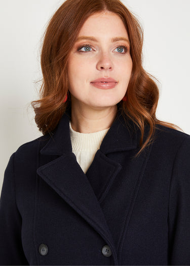Manteau caban court double boutonnage Marine