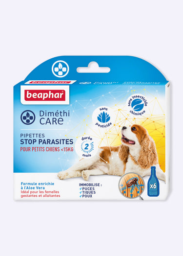 Pipettes anti parasites x6, chien <15kg Bleu