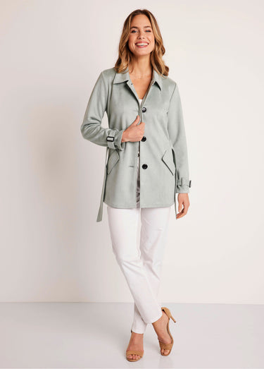 Manteau court tissu suédé Aqua