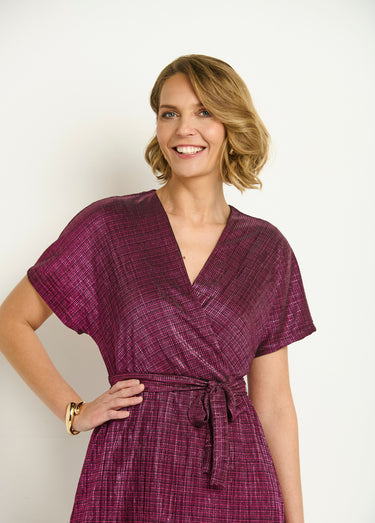 Robe courte cache-coeur motif métallisé Rose