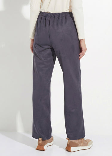 Pantalon droit ceinture élastiquée tissu suédé Marine