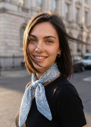 Carré bandana imprimé cachemire Bleu / Blanc