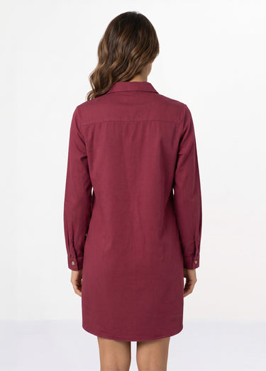 Robe chemisier en toile canvas pur coton Bordeaux