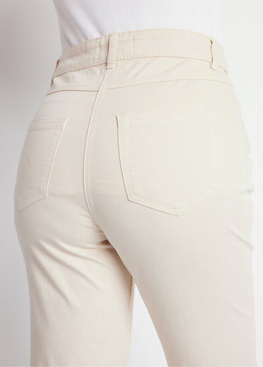 Pantalon droit 5 poches coton stretch Beige