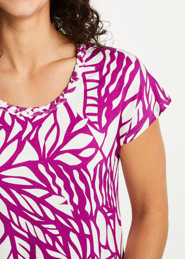 T-shirt court motif graphique Cassis/Blanc