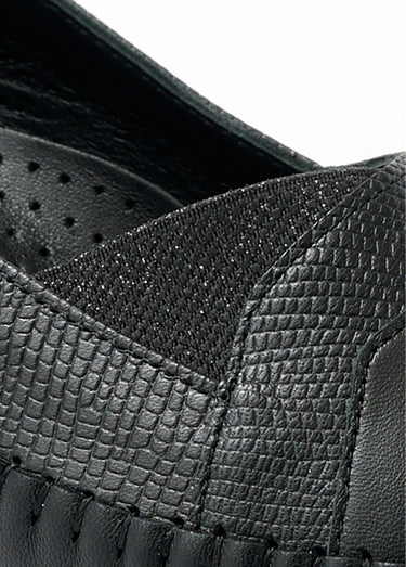 Mocassins cuir largeur confort bi-matière Noir