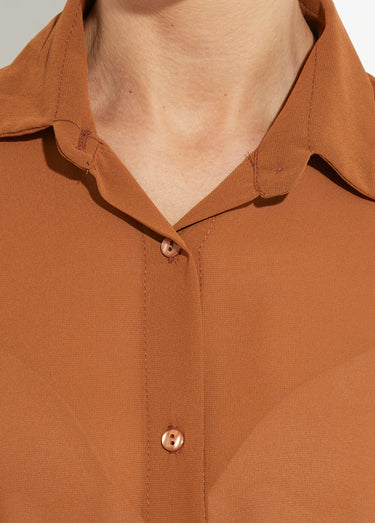 Chemisier vaporeux voile manches longues Camel