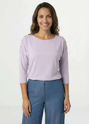 T-shirt marinière rayé manches 3/4 Uni Violet