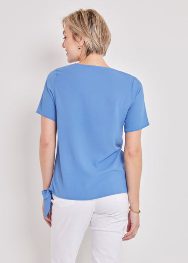 Tunique blousante courte unie ou imprimée Bleu