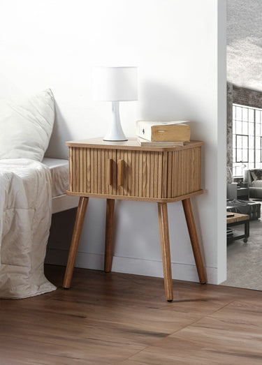 ERNEST Table chevet portes coulissantes Bois Clair