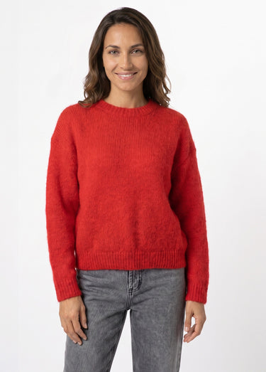 Pull col rond manches longues avec laine Rouge